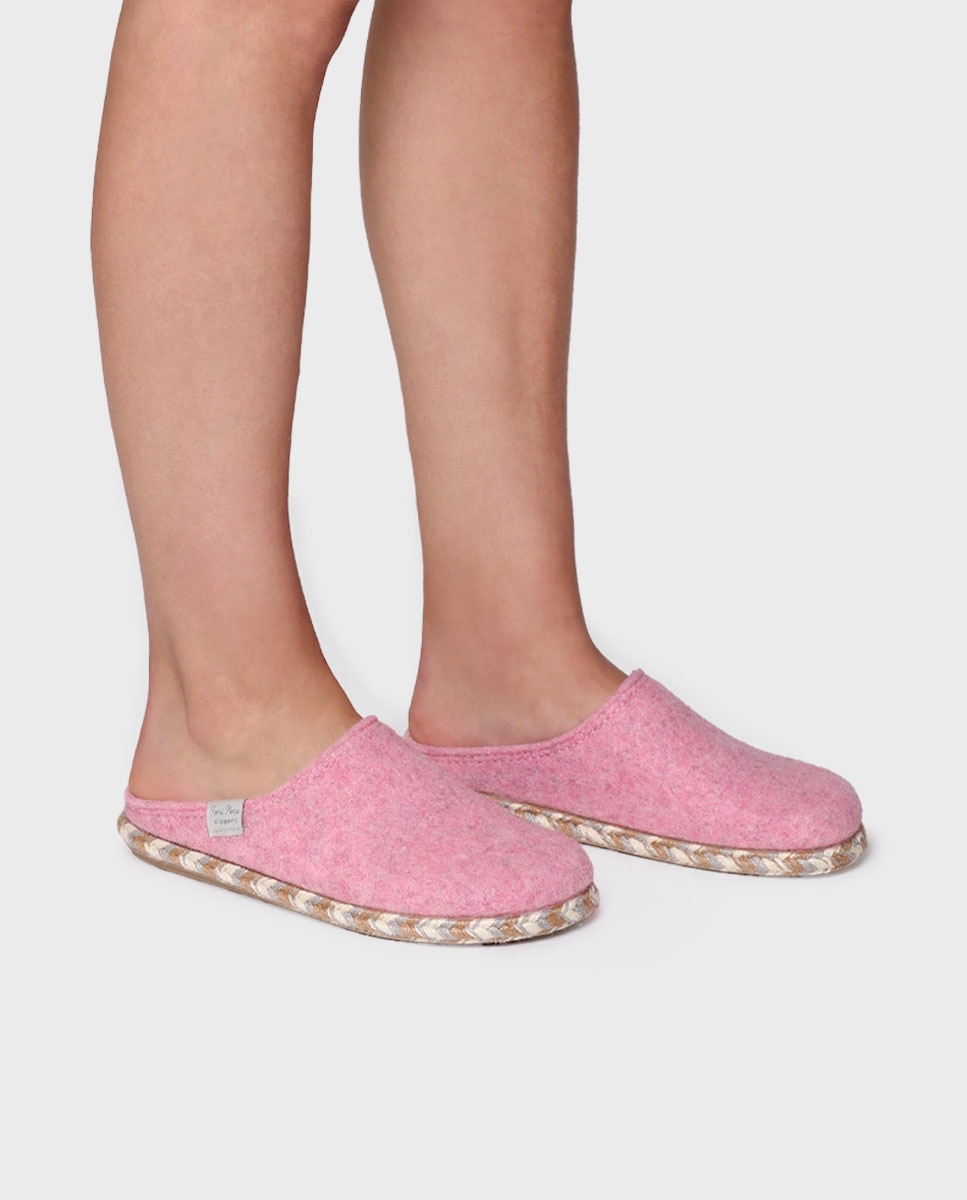 Zapatillas de casa abiertas de mujer de fieltro - Toni Pons - Rosa Rosa-4