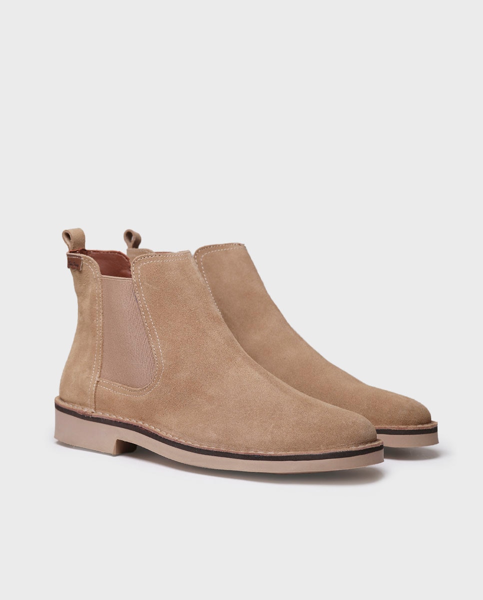 Botines de piel de hombre de serraje con elásticos - Toni Pons - Beige Beige-2