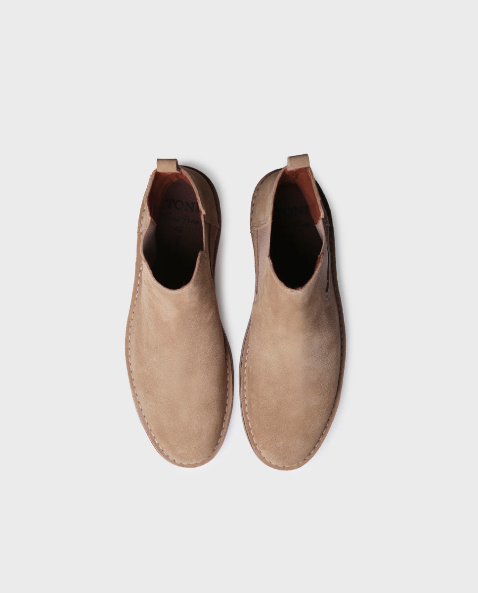 Botines de piel de hombre de serraje con elásticos - Toni Pons - Beige Beige-3