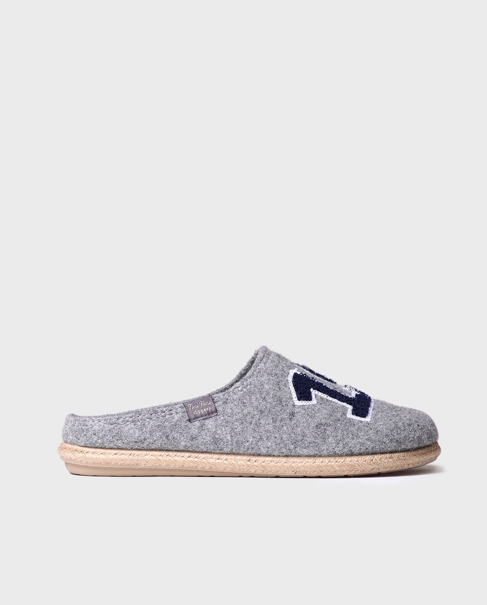 Imagen 1 de Zapatillas de casa de hombre de fieltro con bordado - Gris Piedra Gris Piedra