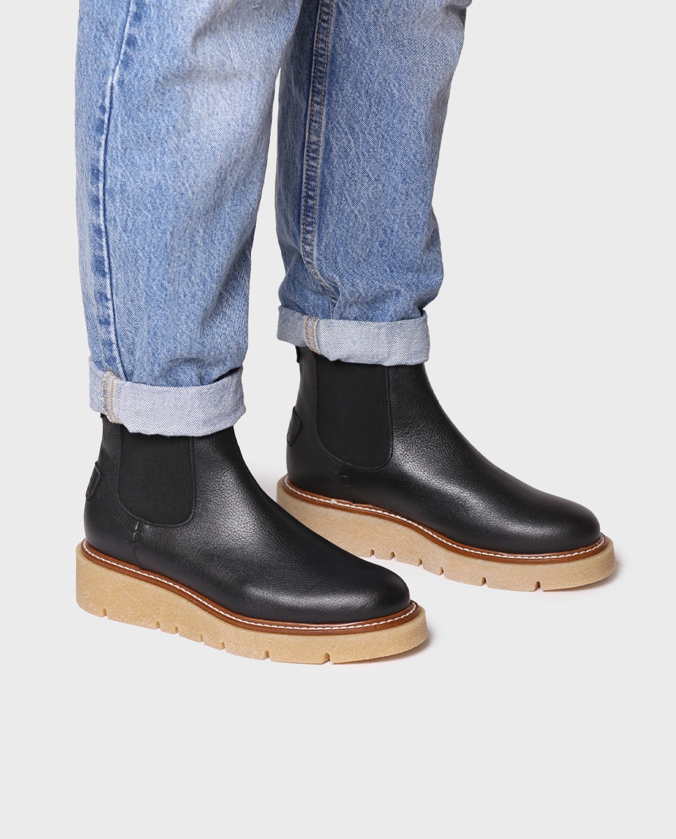 Botines de mujer de piel con elásticos - Toni Pons - Negro Negro-4