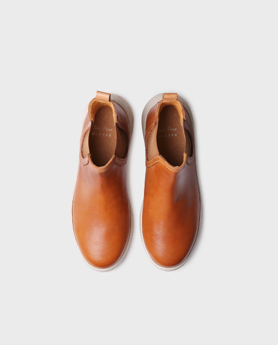 Imagen 3 de Botines de mujer de piel con elásticos - Marrón claro Marrón claro