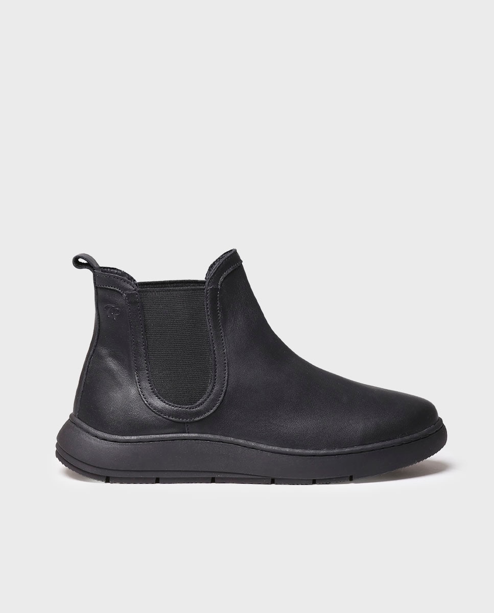 Imagen 1 de Botines de mujer de piel con elásticos - Negro Negro