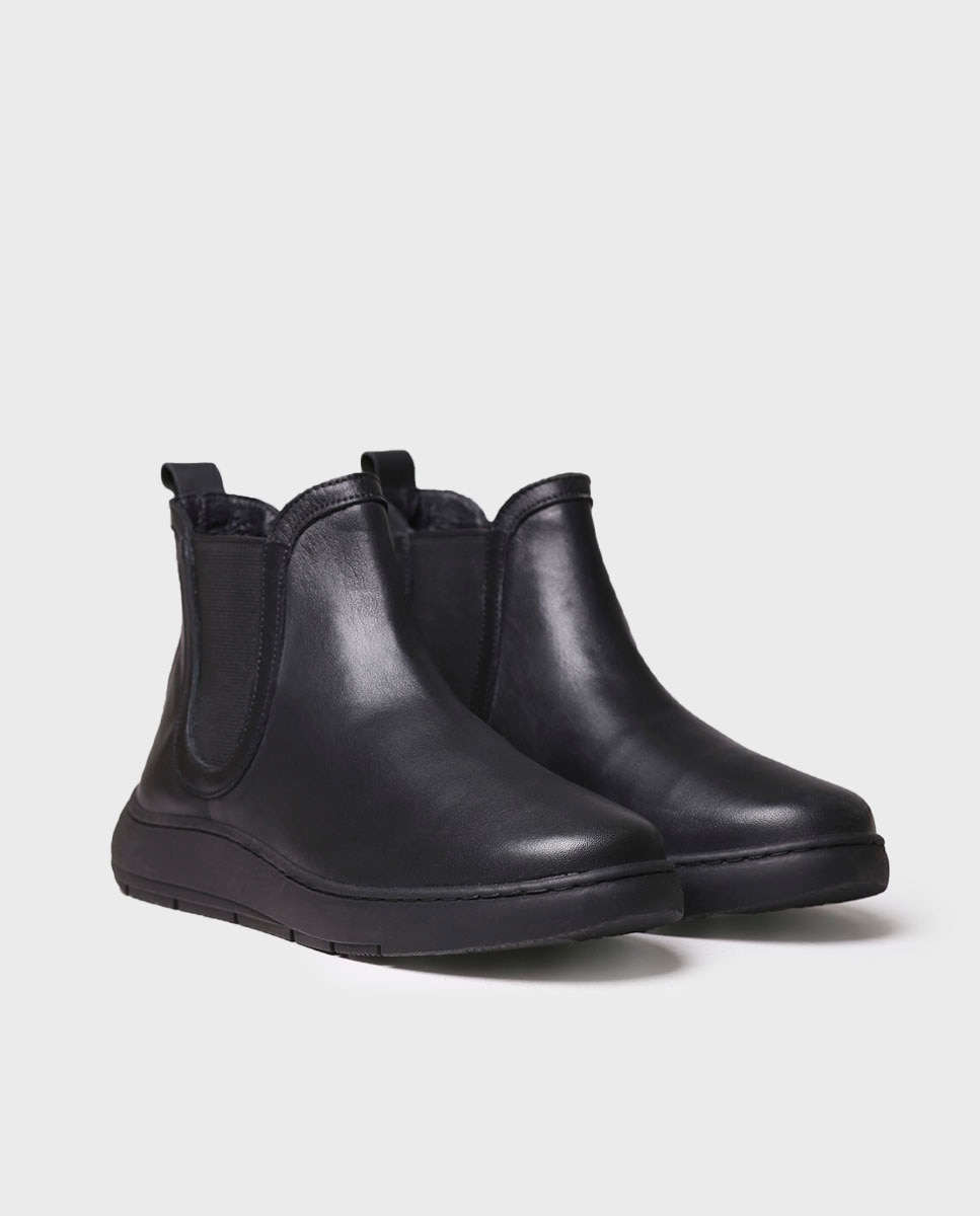Imagen 2 de Botines de mujer de piel con elásticos - Negro Negro