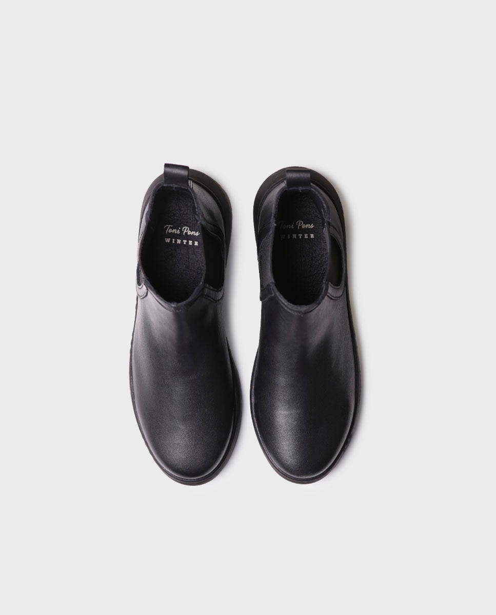 Imagen 3 de Botines de mujer de piel con elásticos - Negro Negro