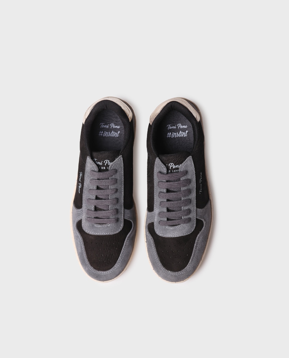 Zapatillas de mujer de serraje con cordones - Toni Pons - Negro Negro-3