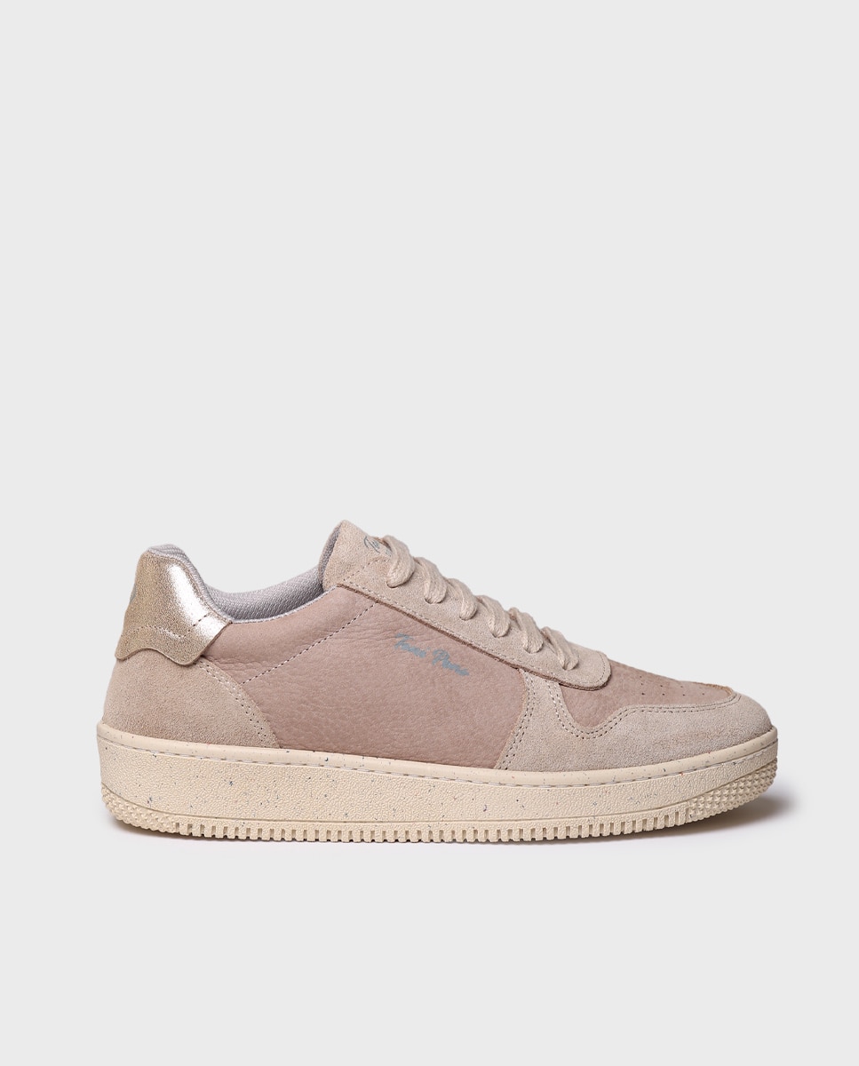 Zapatillas de mujer de serraje con cordones - Toni Pons - Beige Beige-1