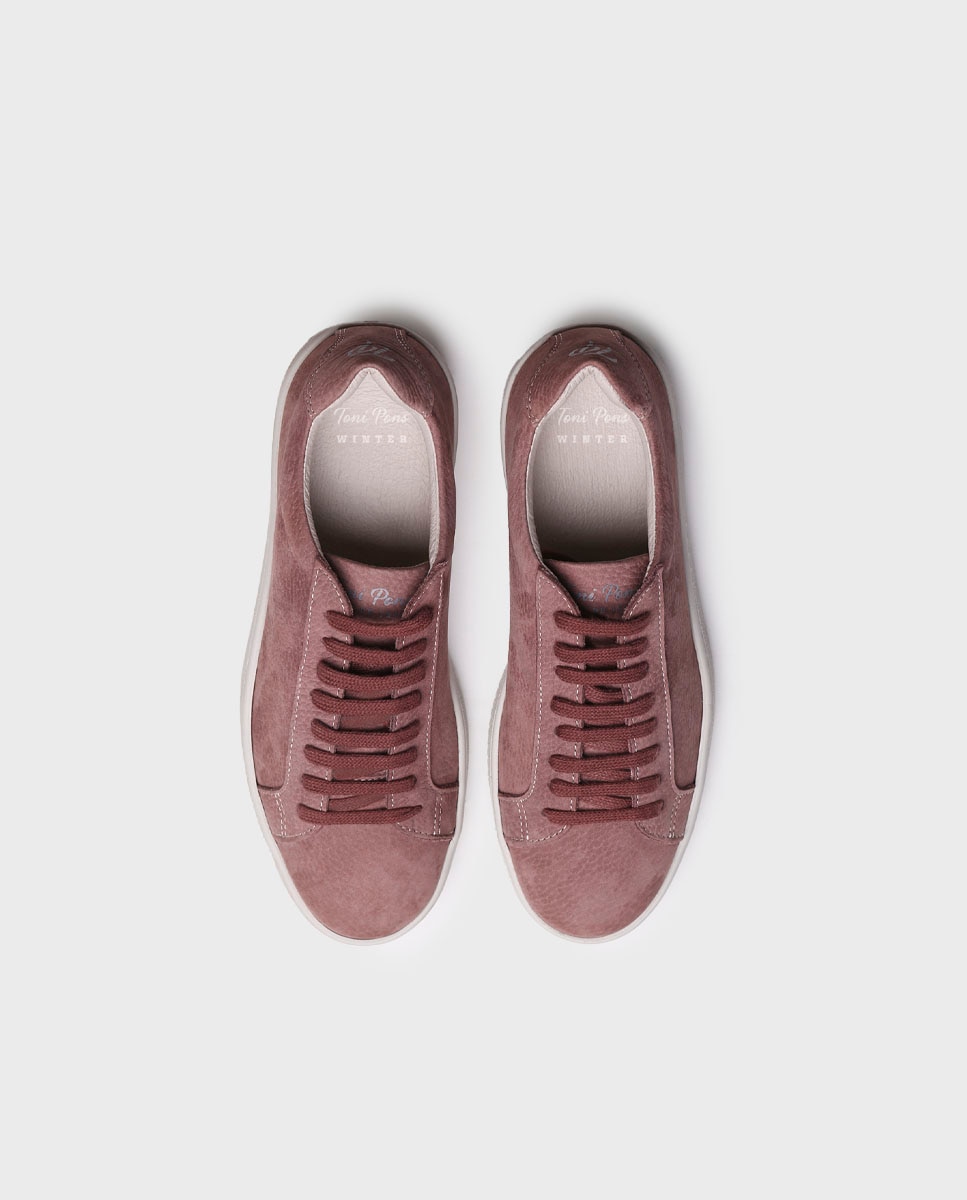 Zapatillas de mujer de piel con cordones - Toni Pons - Granate Granate-3