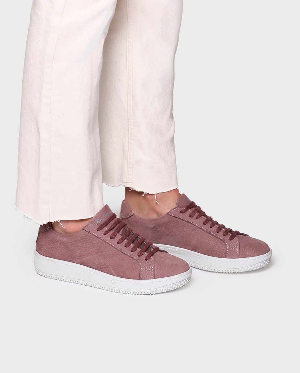Zapatillas de mujer de piel con cordones - Toni Pons - Granate Granate-4