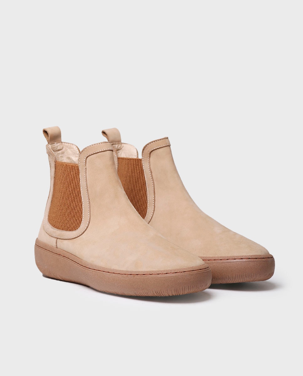 Botines de mujer de piel con elásticos - Toni Pons - Beige Beige-2