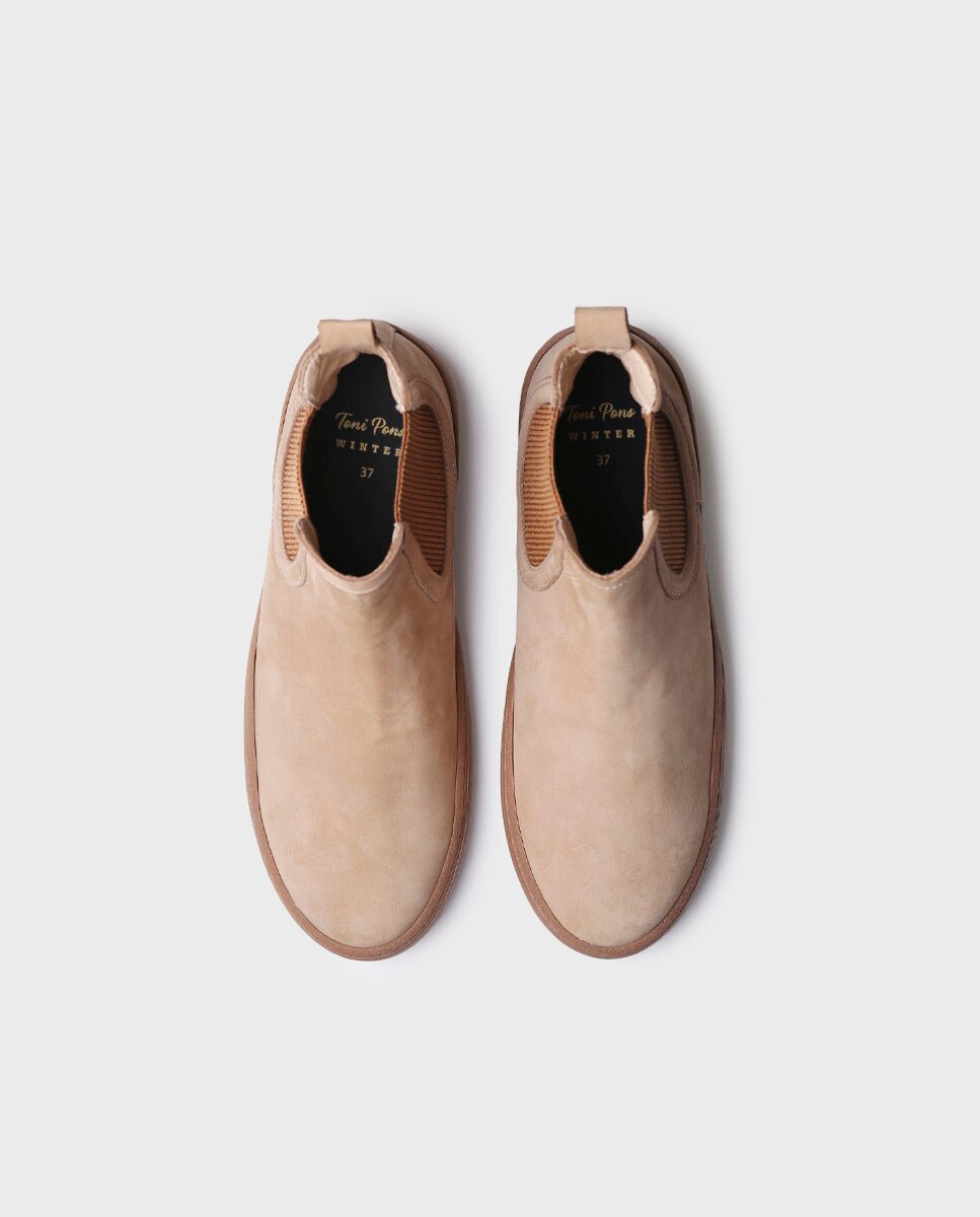 Botines de mujer de piel con elásticos - Toni Pons - Beige Beige-3