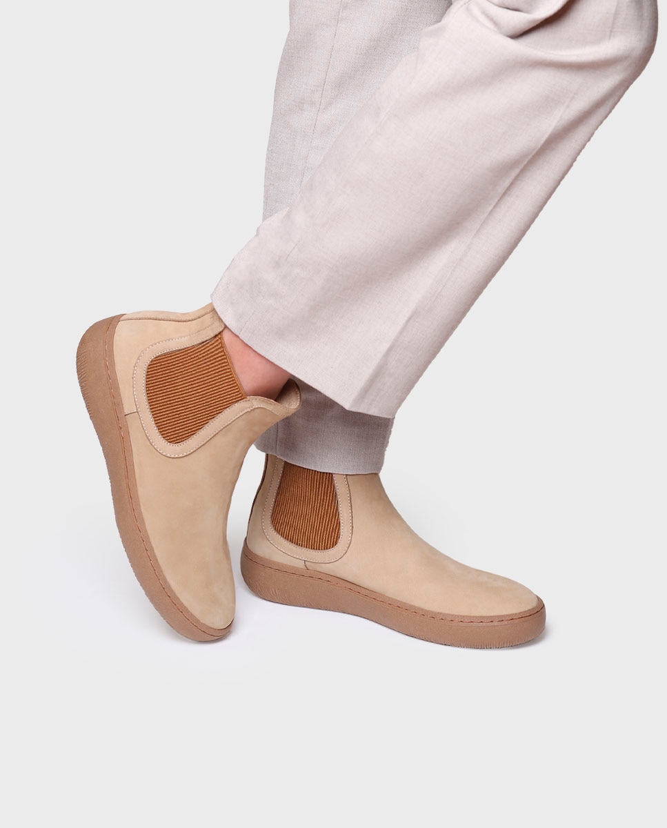 Botines de mujer de piel con elásticos - Toni Pons - Beige Beige-4