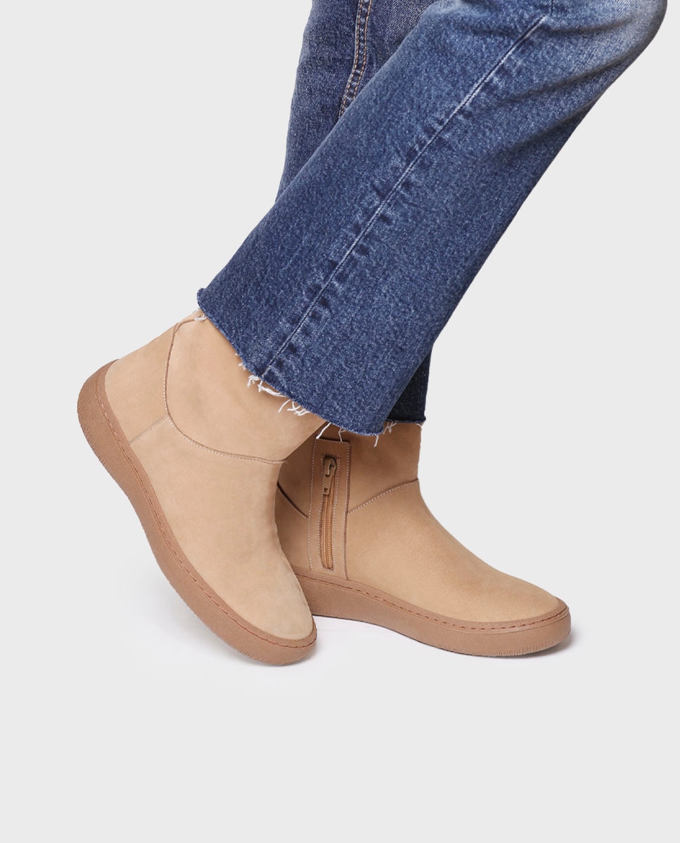 Botines de mujer de piel con cremallera - Toni Pons - Beige Beige-4