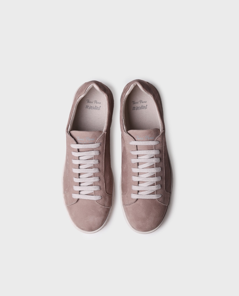 Sapatilhas de Camurça com Atacadores Taupe-3