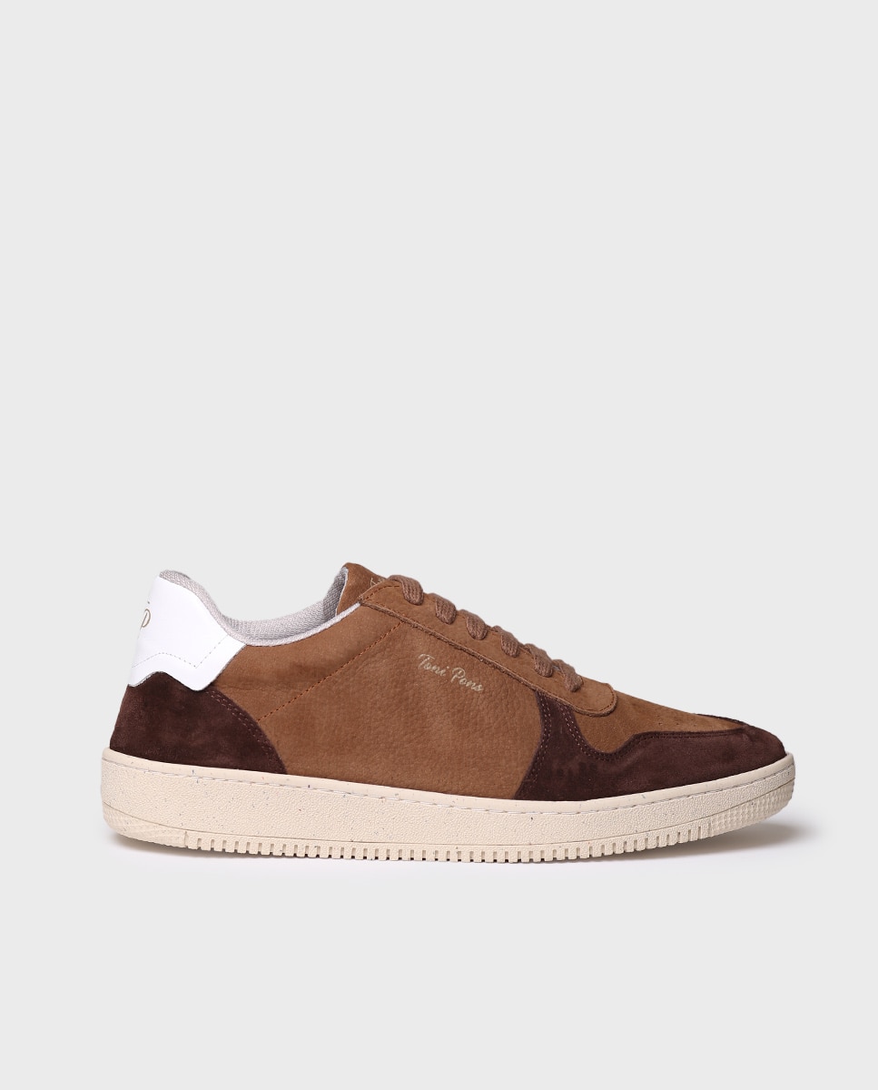 Zapatillas de hombre de serraje con cordones - Toni Pons - Marrón claro Marrón claro-1
