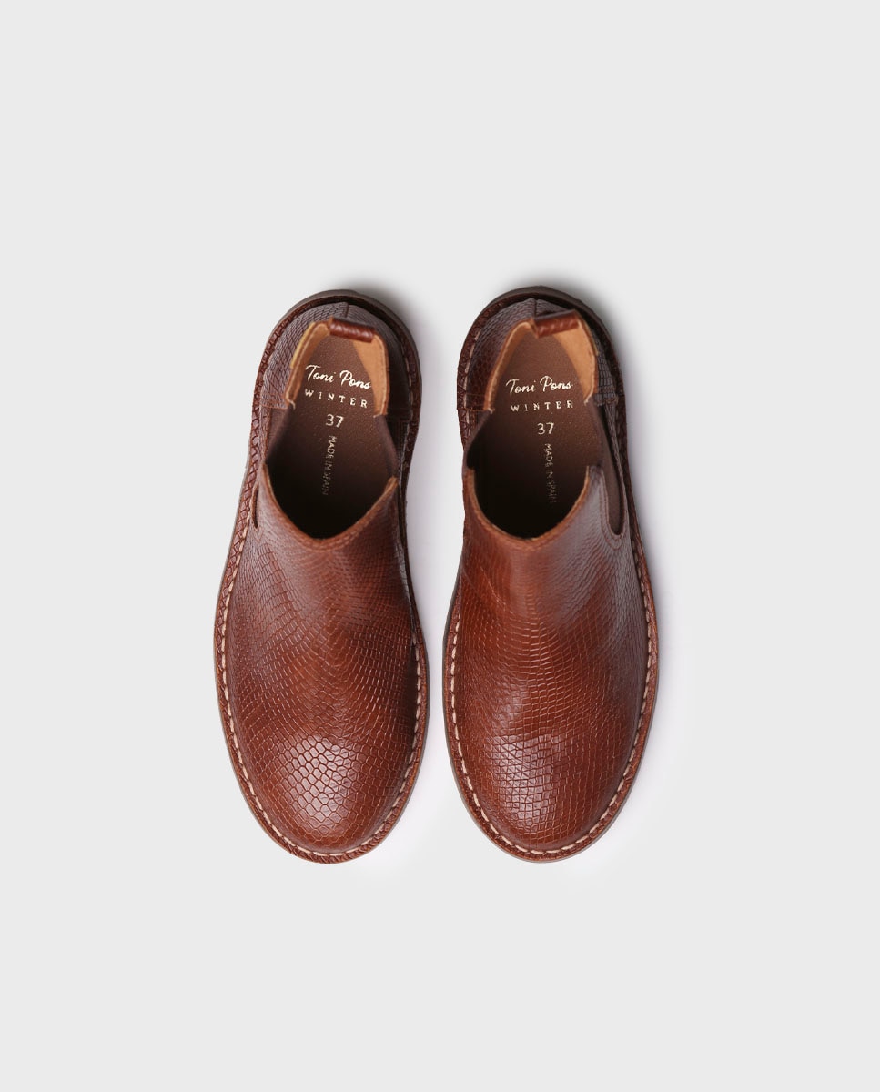 Botines de mujer de piel con elásticos - Toni Pons - Marrón Marrón-3