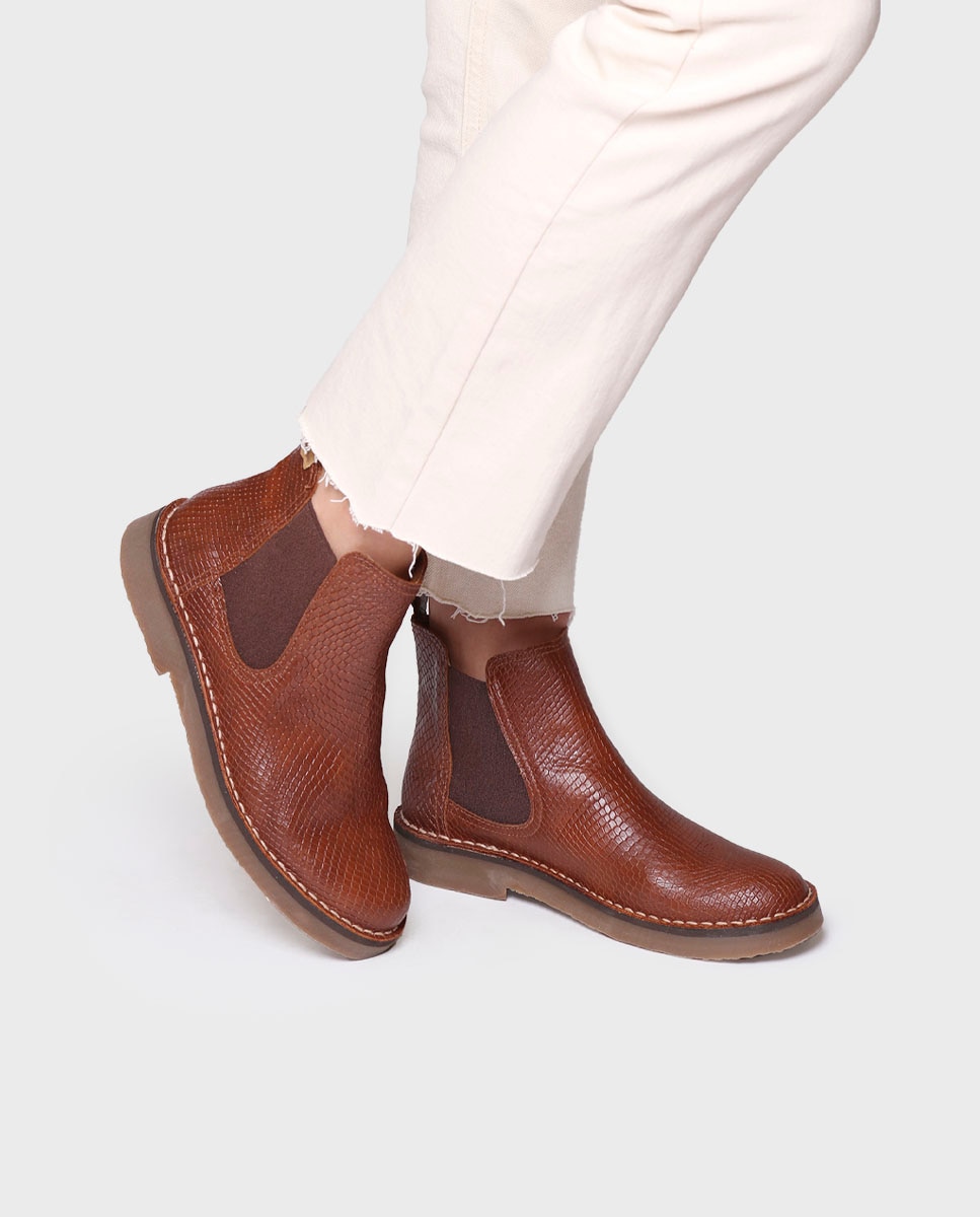 Botines de mujer de piel con elásticos - Toni Pons - Marrón Marrón-4