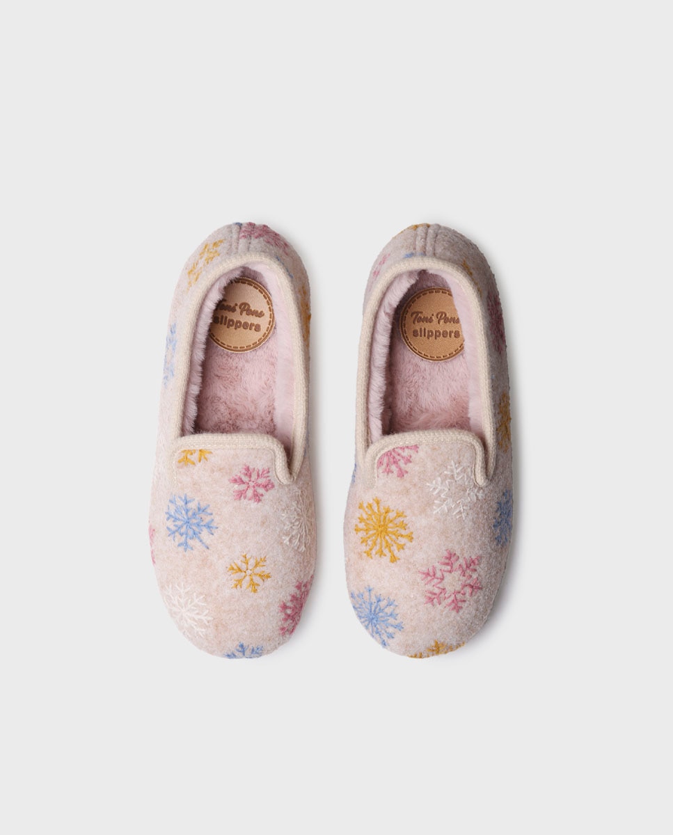 Zapatillas de casa cerradas de mujer con bordado - Toni Pons - Crudo Crudo-3