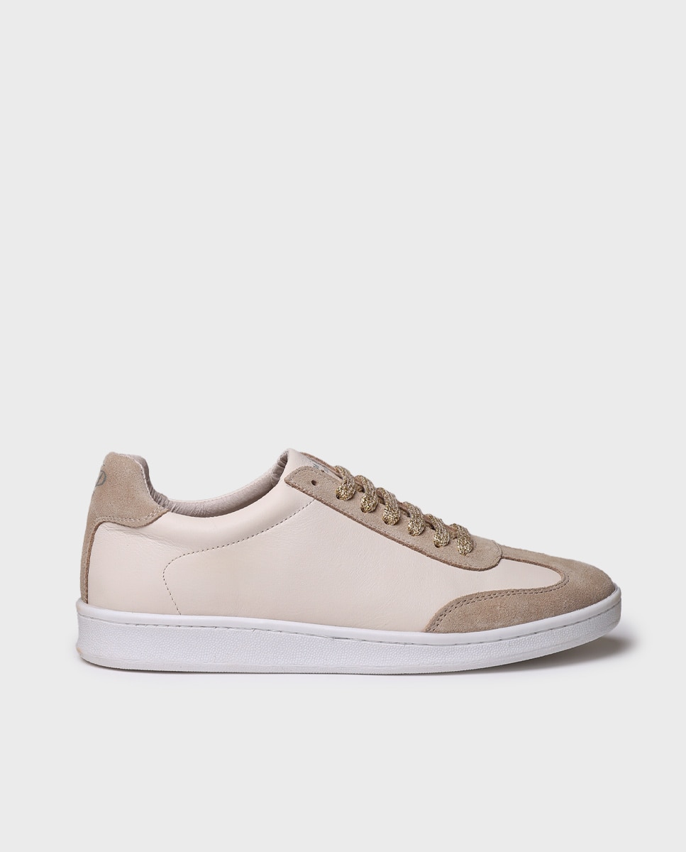 Zapatillas de piel de mujer con cordones - Toni Pons - Beige Beige-1
