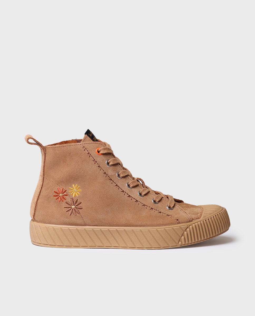 Zapatillas de mujer de serraje con cordones - Toni Pons - Marrón claro Marrón claro-1