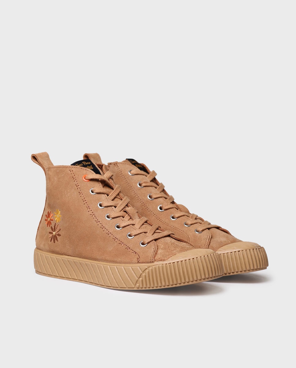 Zapatillas de mujer de serraje con cordones - Toni Pons - Marrón claro Marrón claro-2