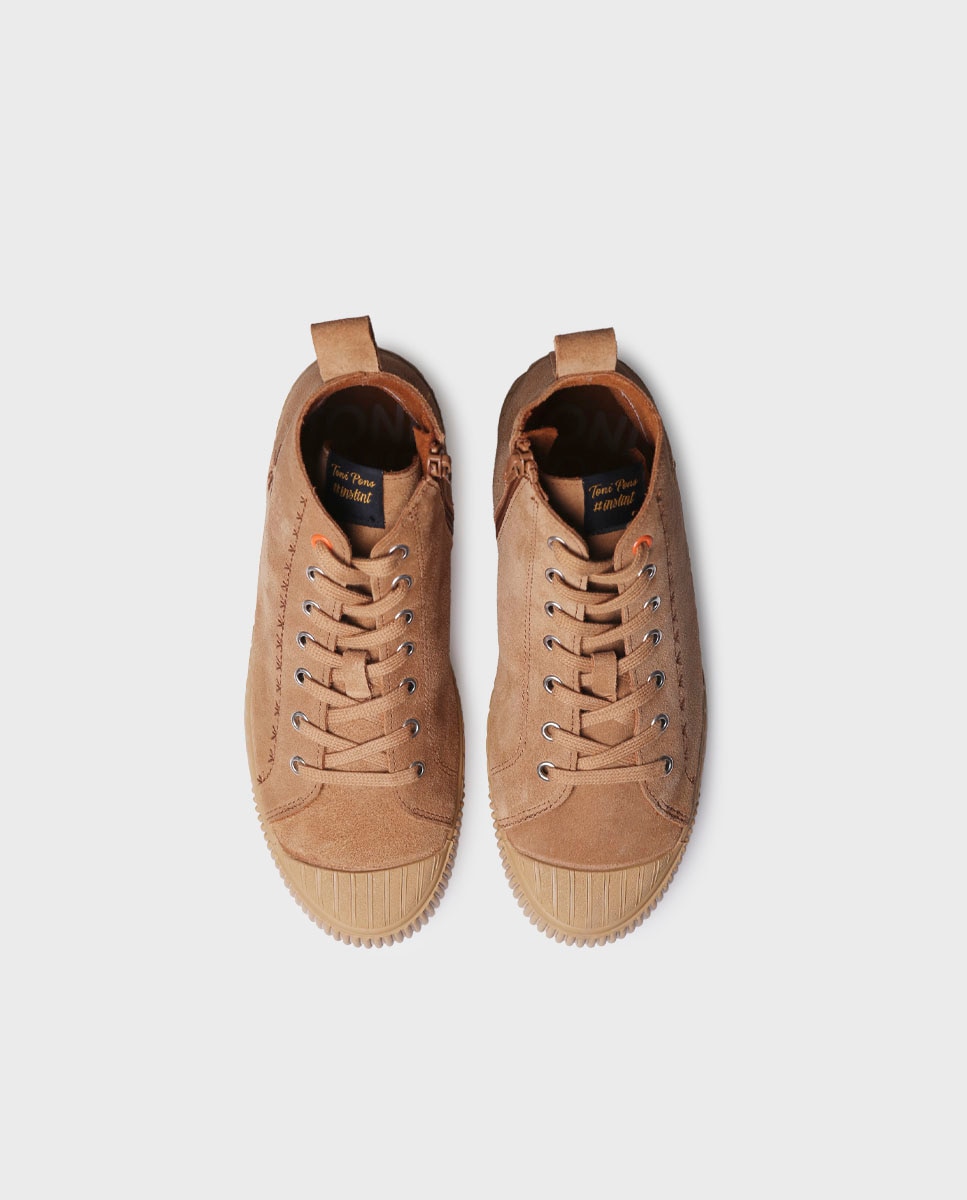 Zapatillas de mujer de serraje con cordones - Toni Pons - Marrón claro Marrón claro-3