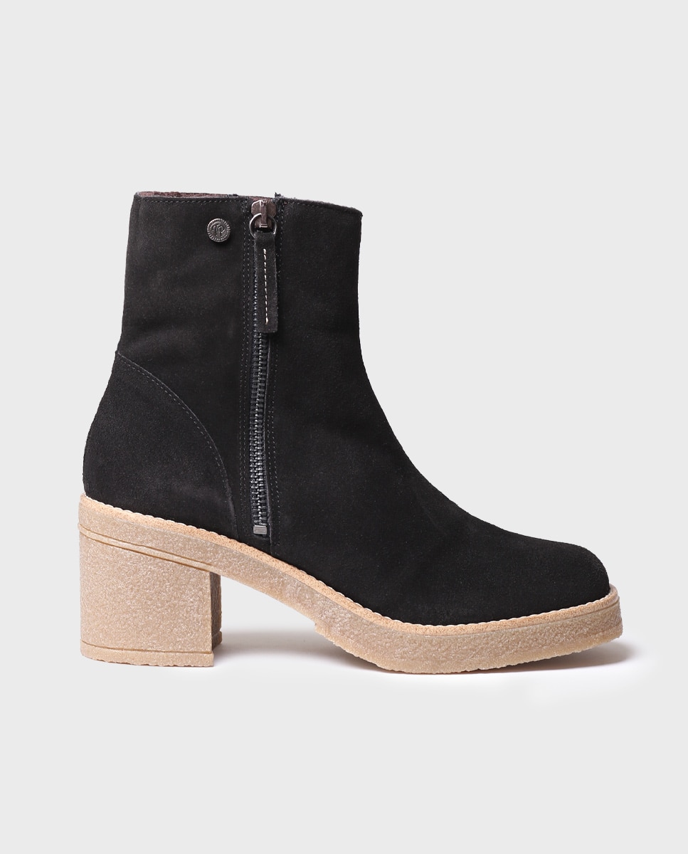Botines de mujer de serraje con cremallera - Toni Pons - Negro Negro-1