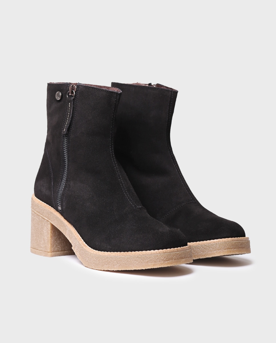 Botines de mujer de serraje con cremallera - Toni Pons - Negro Negro-2