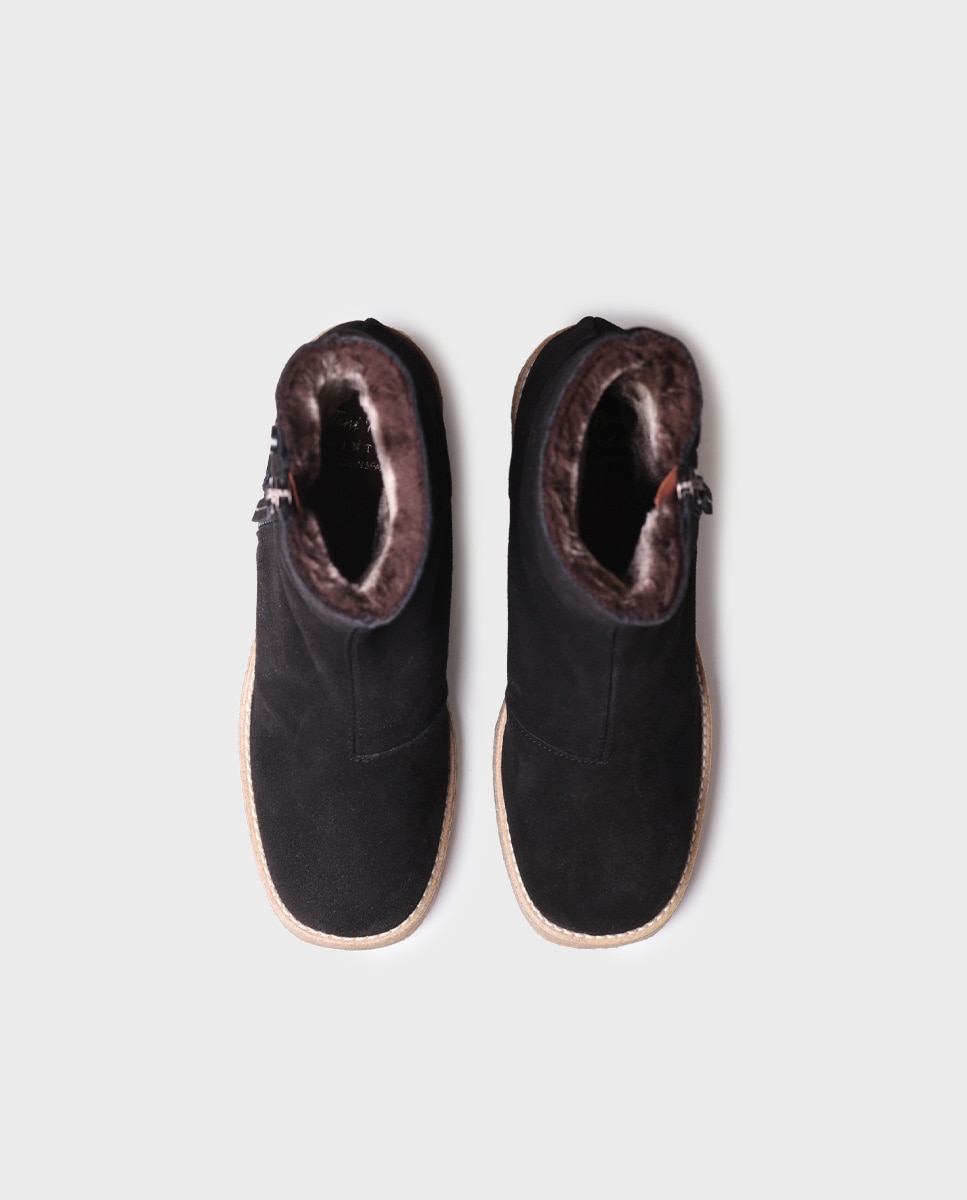 Botines de mujer de serraje con cremallera - Toni Pons - Negro Negro-3