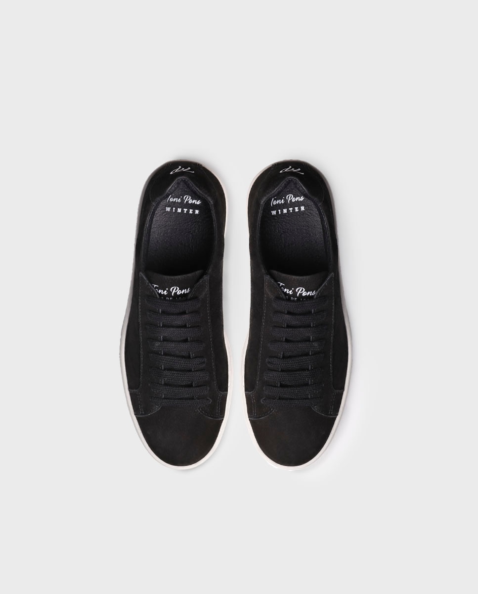 Zapatillas de mujer de piel con cordones - Toni Pons - Negro Negro-3