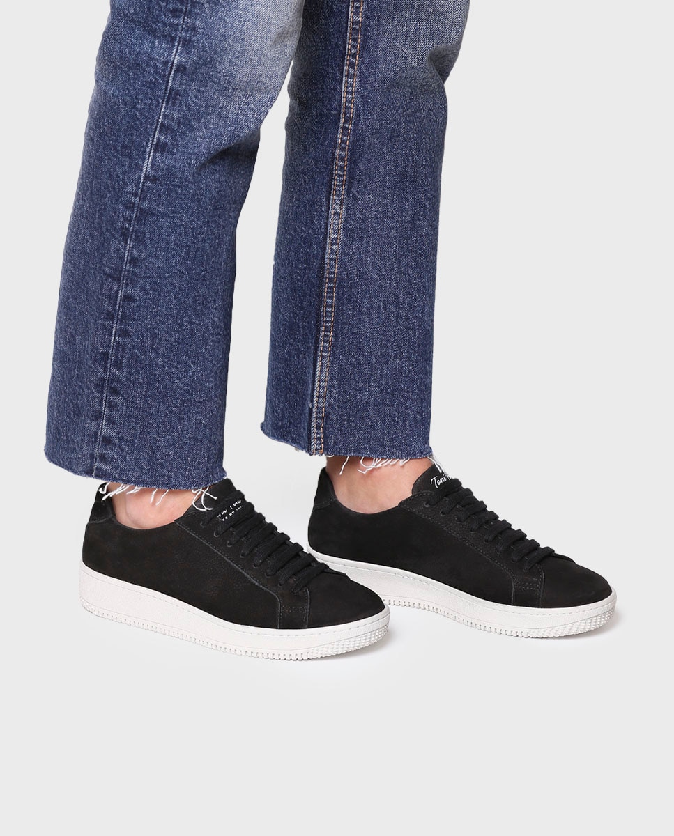 Zapatillas de mujer de piel con cordones - Toni Pons - Negro Negro-4