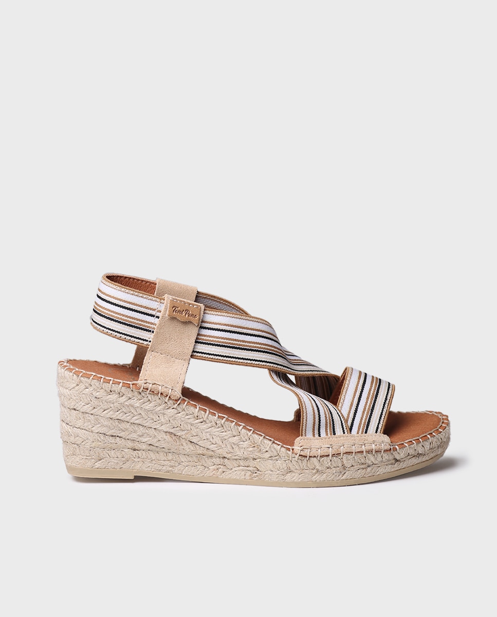 Alpargatas de cuña de mujer de tejido con elásticos - Toni Pons - Beige Beige-1