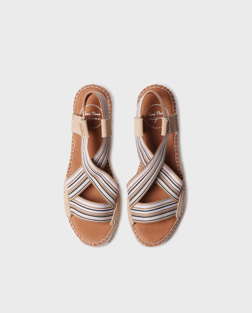 Alpargatas de cuña de mujer de tejido con elásticos - Toni Pons - Beige Beige-3
