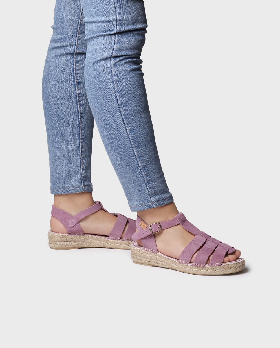 Alpargatas planas de mujer de piel con hebilla - Toni Pons - Morado Morado-2