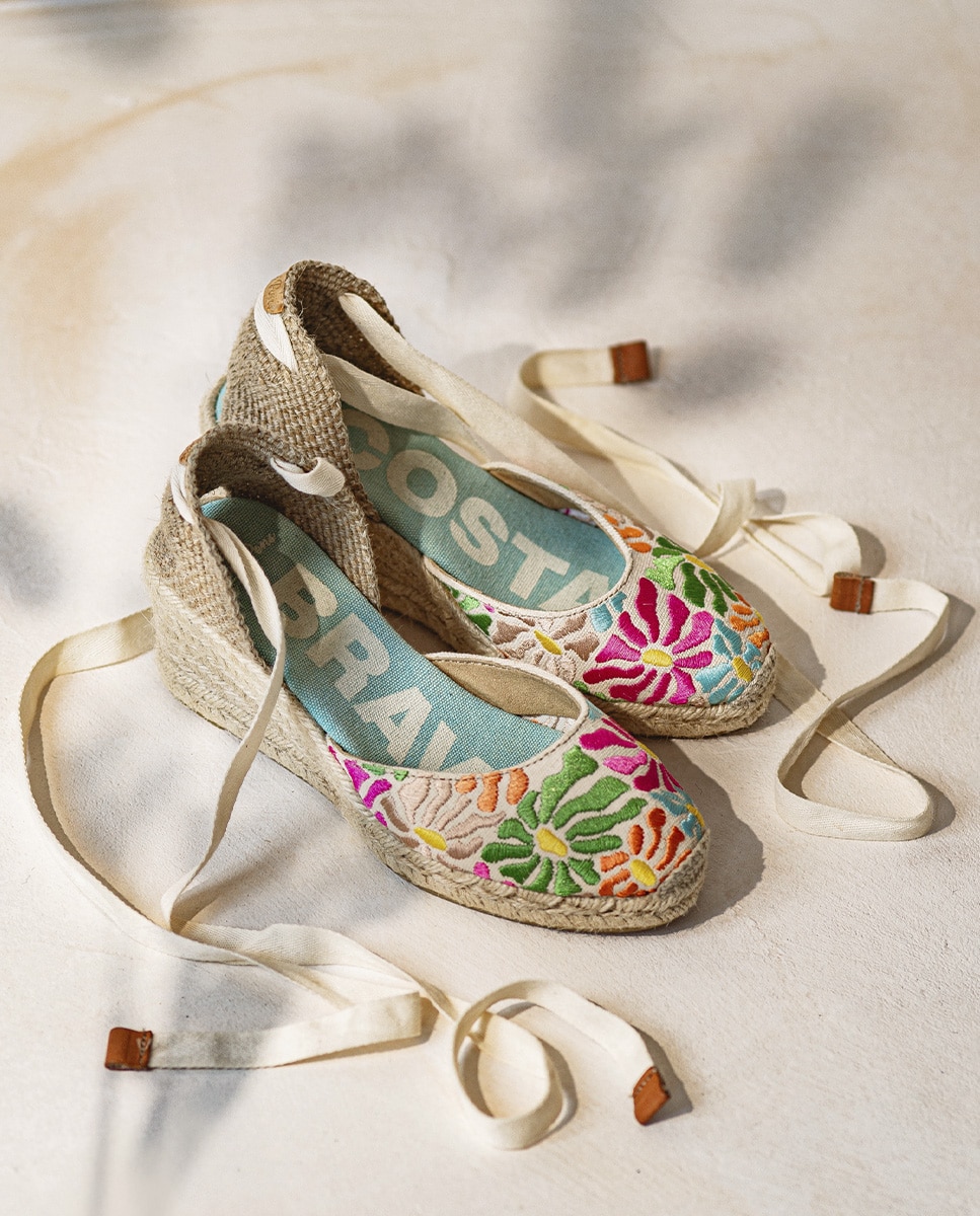 Alpargatas de cuña de mujer estampadas con cintas - Toni Pons - Multicolor Multicolor-1