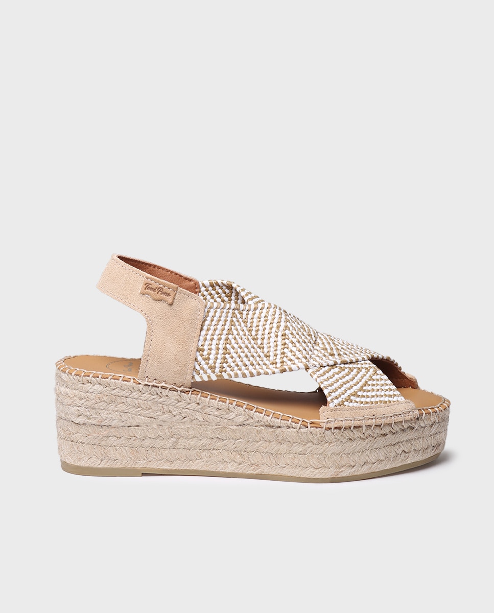 Alpargatas de plataforma de mujer cruzadas en elástico bicolor - Toni Pons - Gris Gris-4