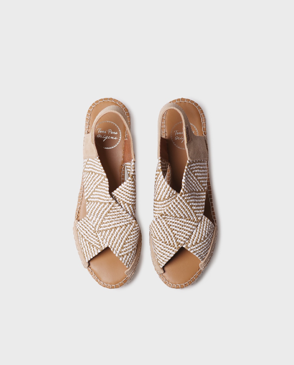 Alpargatas de plataforma de mujer cruzadas en elástico bicolor - Toni Pons - Gris Gris-5