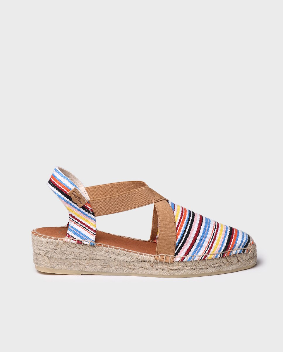 Alpargatas de cuña de mujer de tejido de rayas con elásticos - Toni Pons - Multicolor Multicolor-4