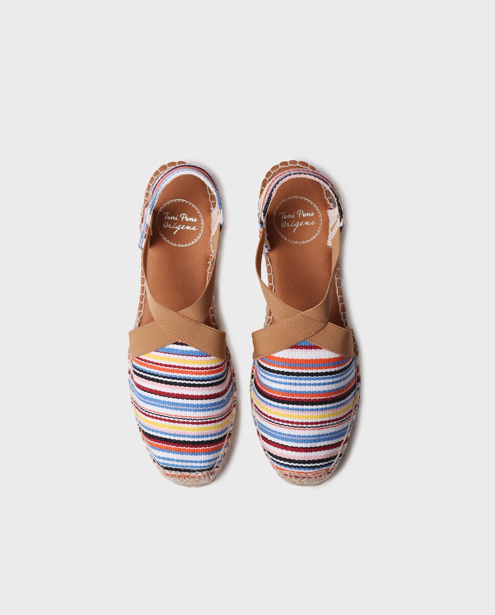 Alpargatas de cuña de mujer de tejido de rayas con elásticos - Toni Pons - Multicolor Multicolor-5
