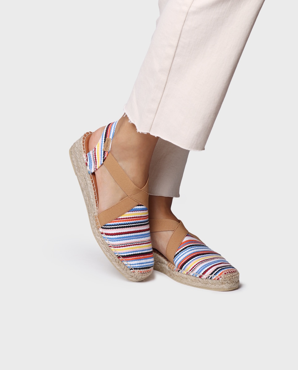 Alpargatas de cuña de mujer de tejido de rayas con elásticos - Toni Pons - Multicolor Multicolor-2