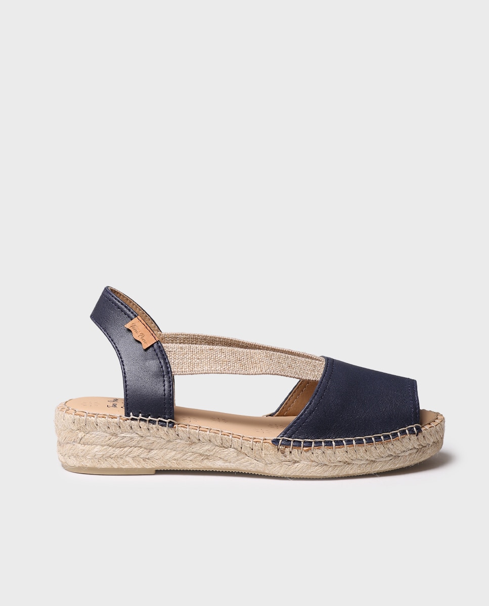 Alpargatas planas de mujer de piel de la colección comfort - Toni Pons - Azul marino Azul marino-1