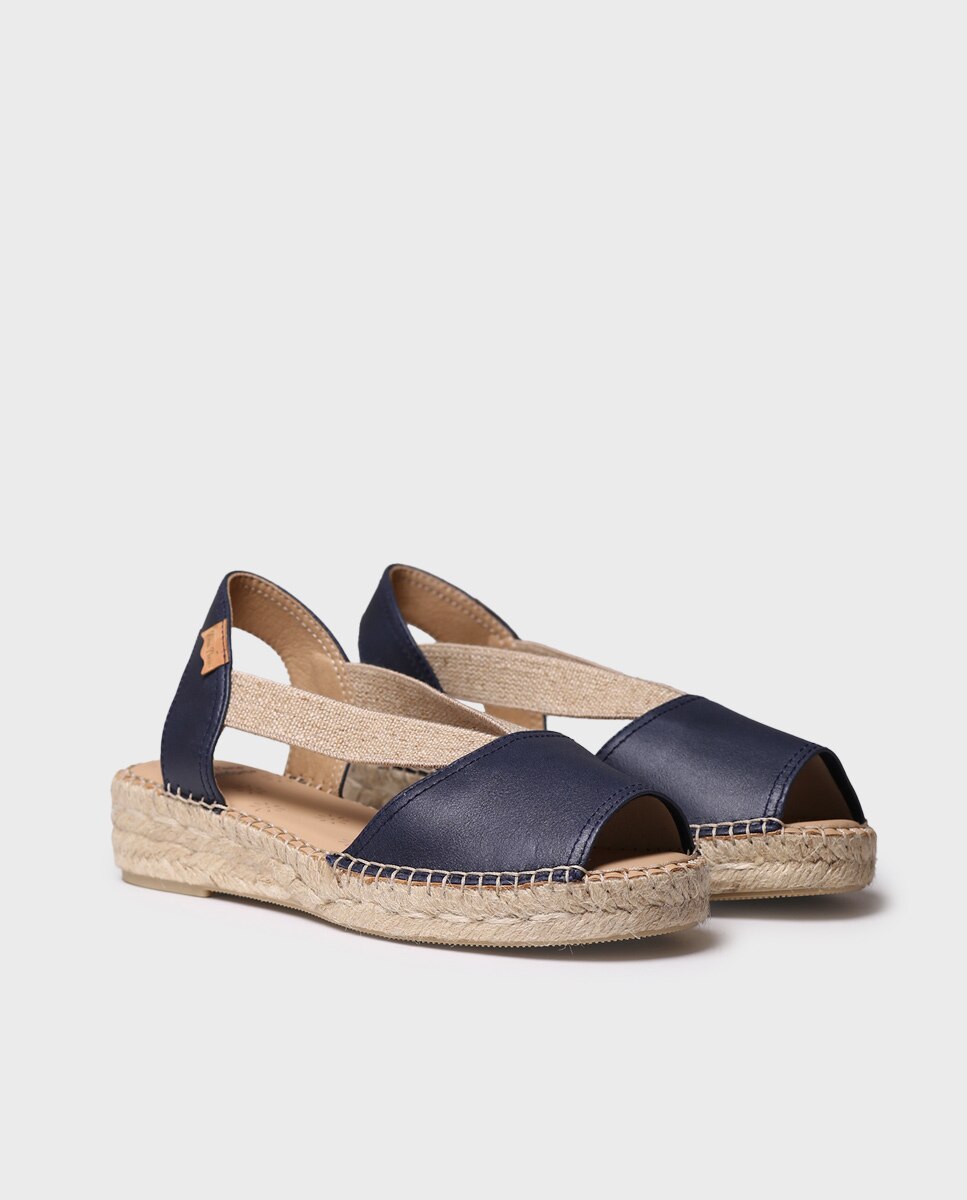 Alpargatas planas de mujer de piel de la colección comfort - Toni Pons - Azul marino Azul marino-4