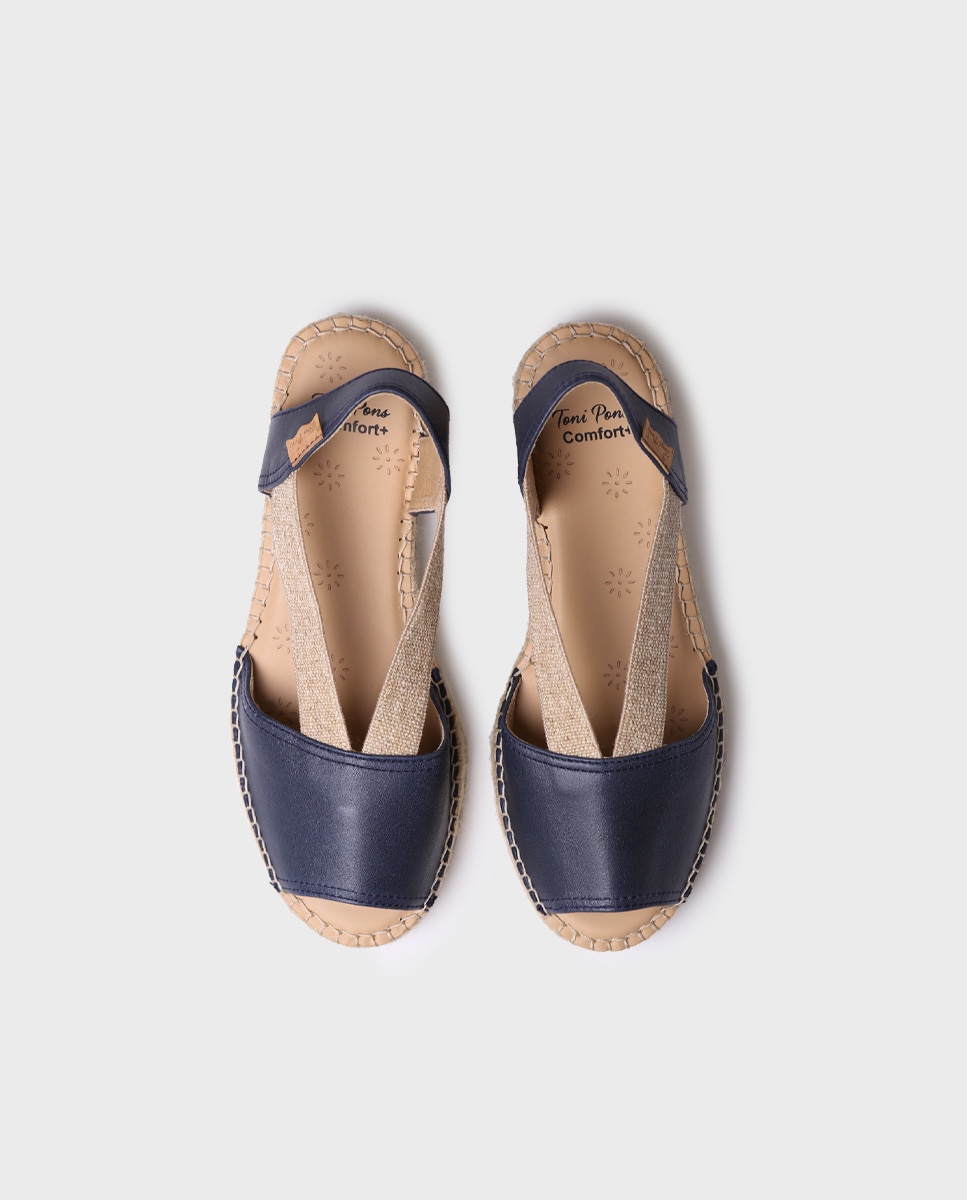 Alpargatas planas de mujer de piel de la colección comfort - Toni Pons - Azul marino Azul marino-3