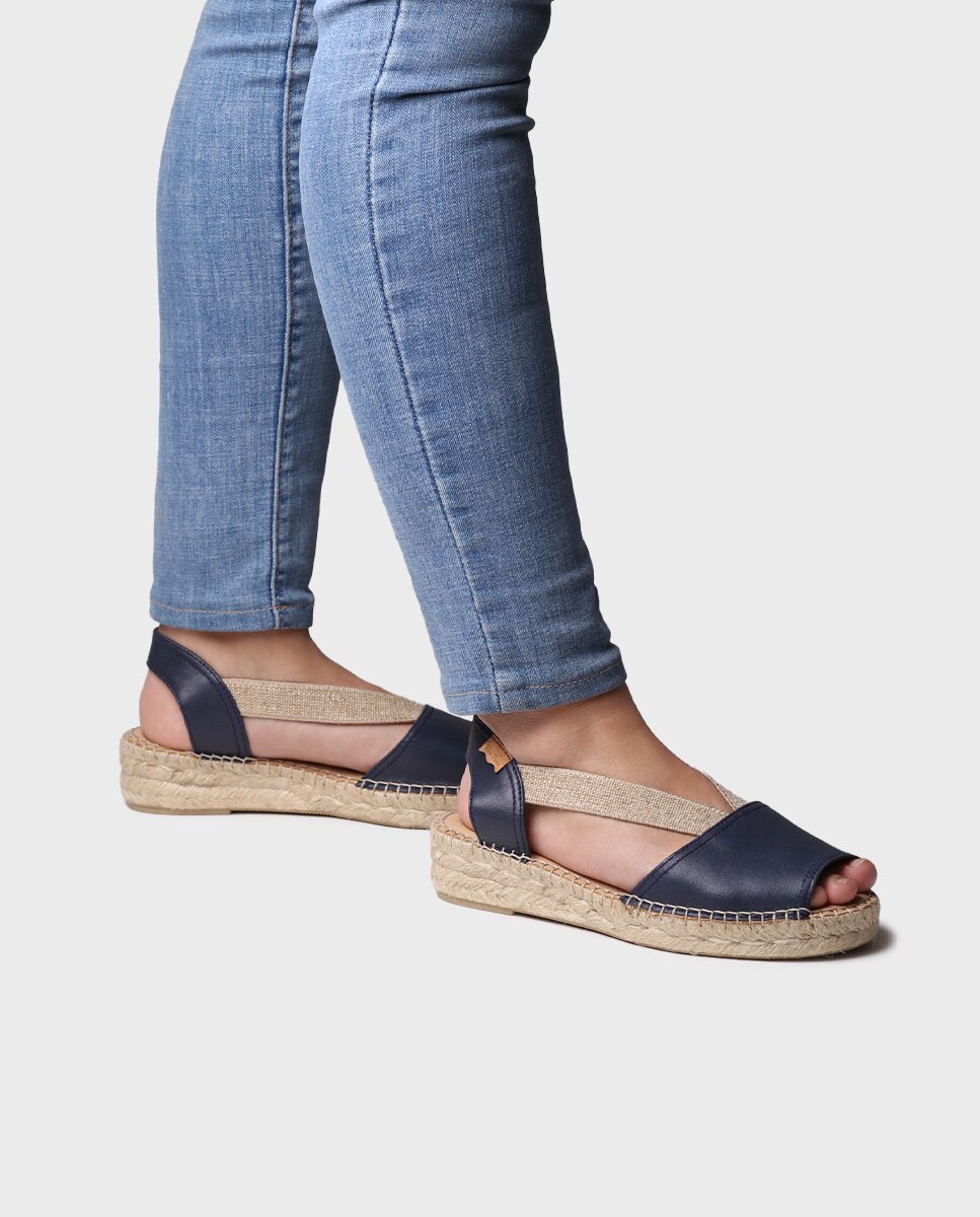 Alpargatas planas de mujer de piel de la colección comfort - Toni Pons - Azul marino Azul marino-2