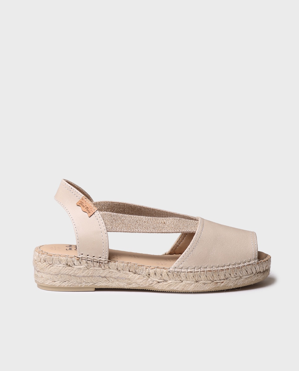 Alpargatas planas de mujer de piel de la colección comfort - Toni Pons - Crudo Crudo-1