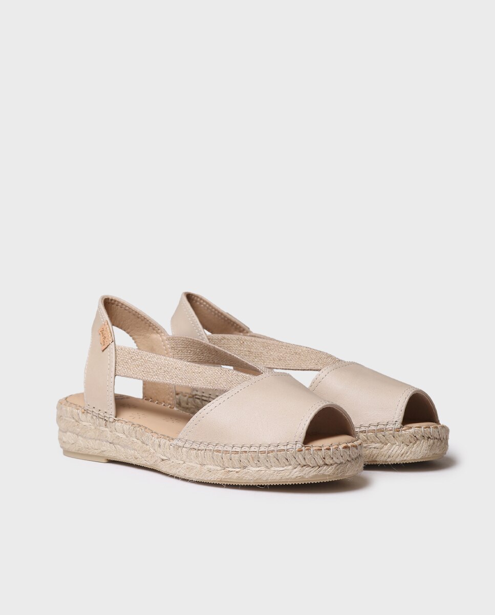 Alpargatas planas de mujer de piel de la colección comfort - Toni Pons - Crudo Crudo-4