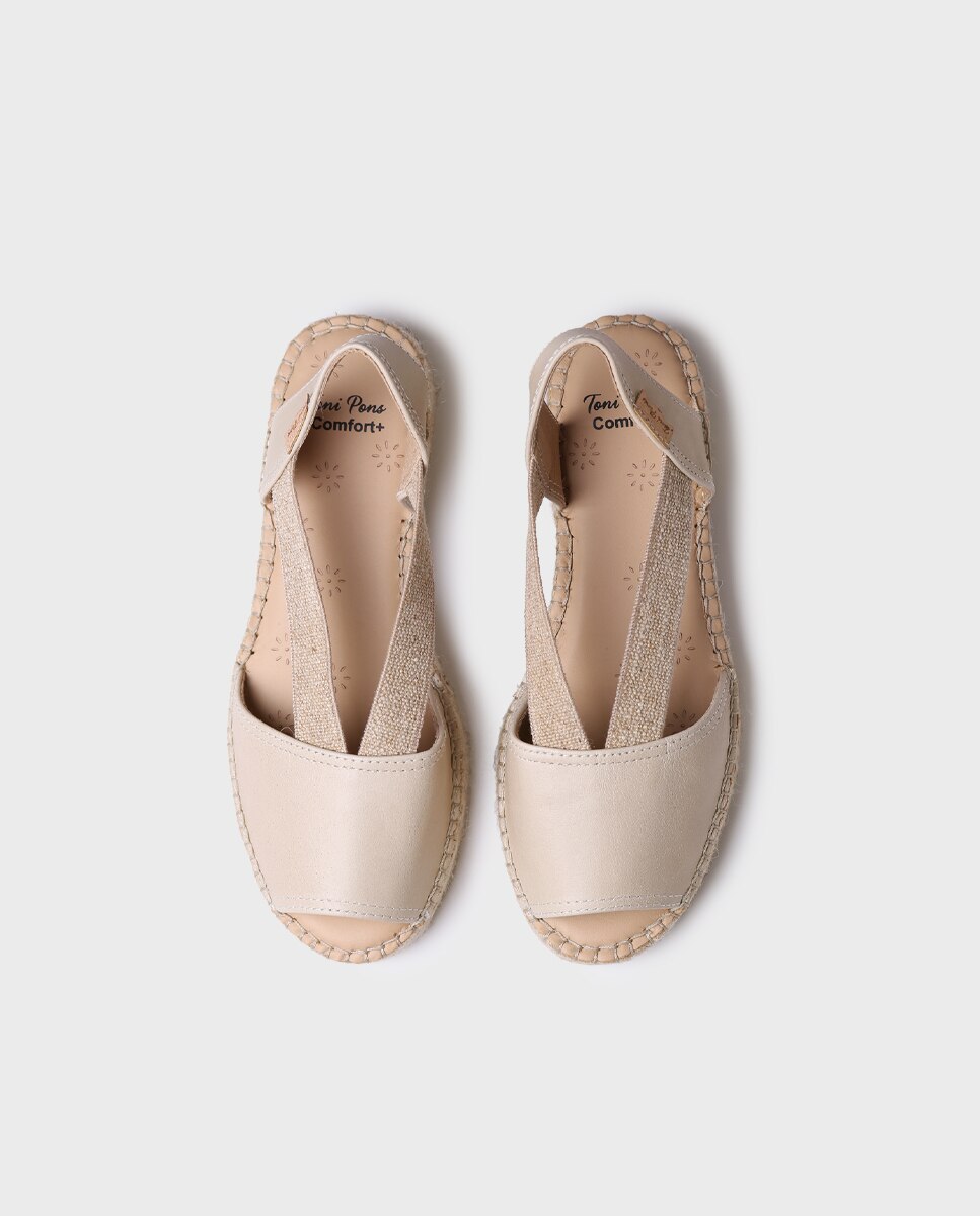 Alpargatas planas de mujer de piel de la colección comfort - Toni Pons - Crudo Crudo-3