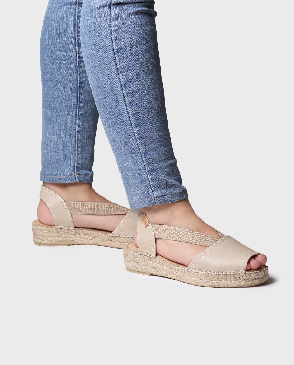Alpargatas planas de mujer de piel de la colección comfort - Toni Pons - Crudo Crudo-2