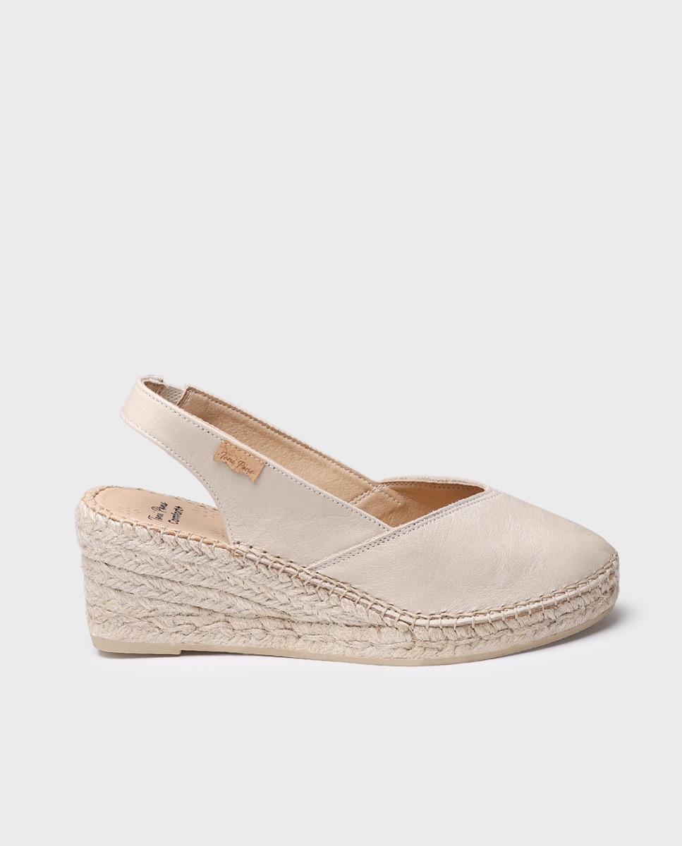 Alpargatas de cuña de mujer de piel de la colección Comfort - Toni Pons - Crudo Crudo-4