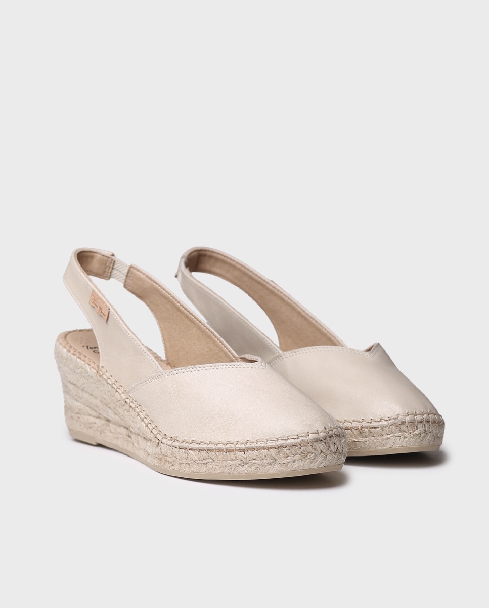 Alpargatas de cuña de mujer de piel de la colección Comfort - Toni Pons - Crudo Crudo-3
